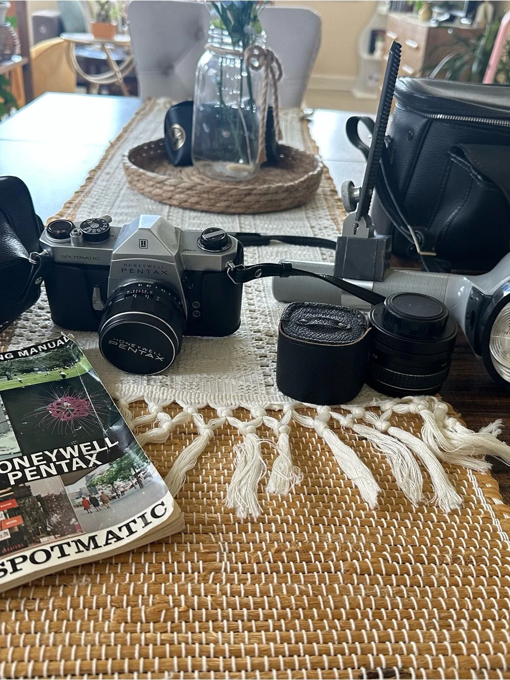 Pentax SLR Camera in Silver and Black with Lenses and Case
